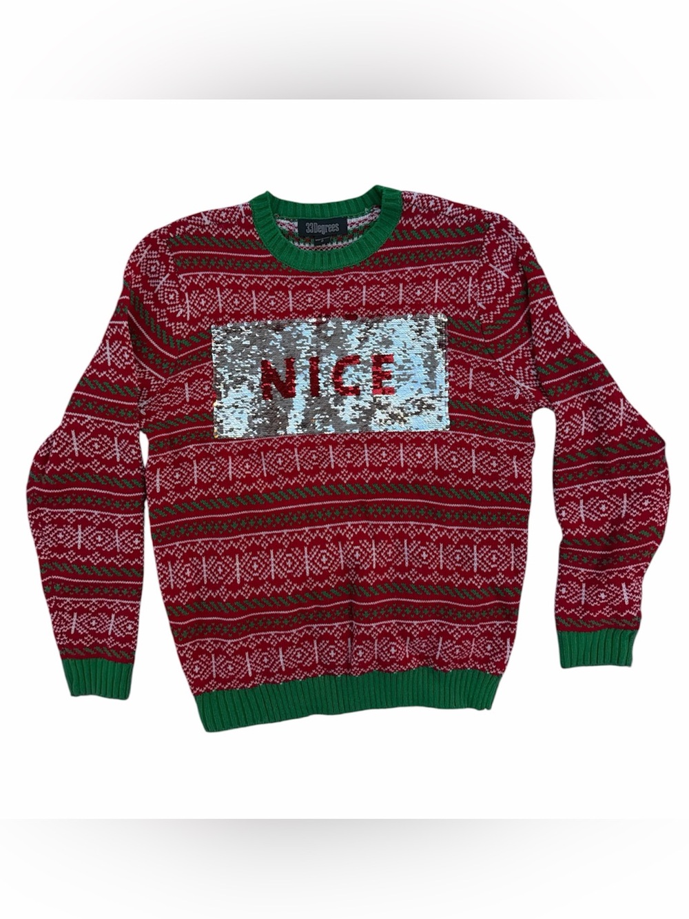 32 Degrees - Naughty & Nice - Crewneck Christmas Sweater/ Ugly Christmas Sweater